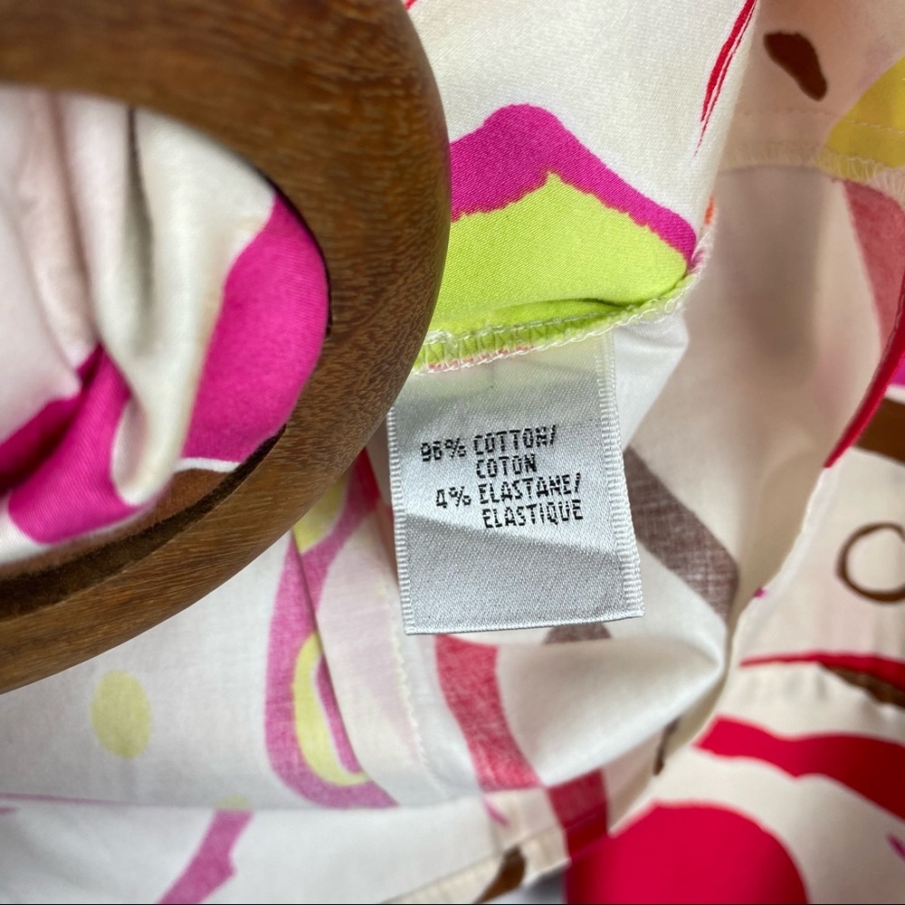 Lafayette 148 Y2K Abstract Print Tie Front Blouse 4 - Picture 5 of 9
